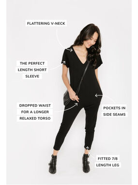 Smash + Tess Sunday Romper Black Jumpsuit Bamboo Short Sleeve Loungewear Medium